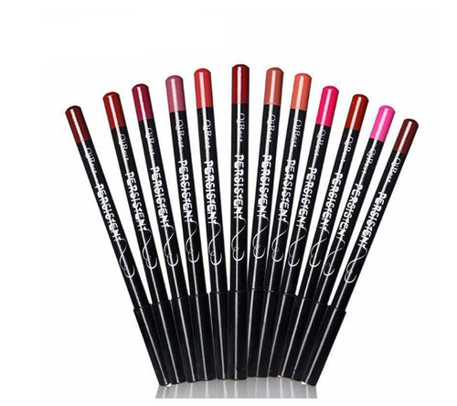 12-Piece Waterproof Lip Liner Set-Long-Lasting & Smudge-Proof